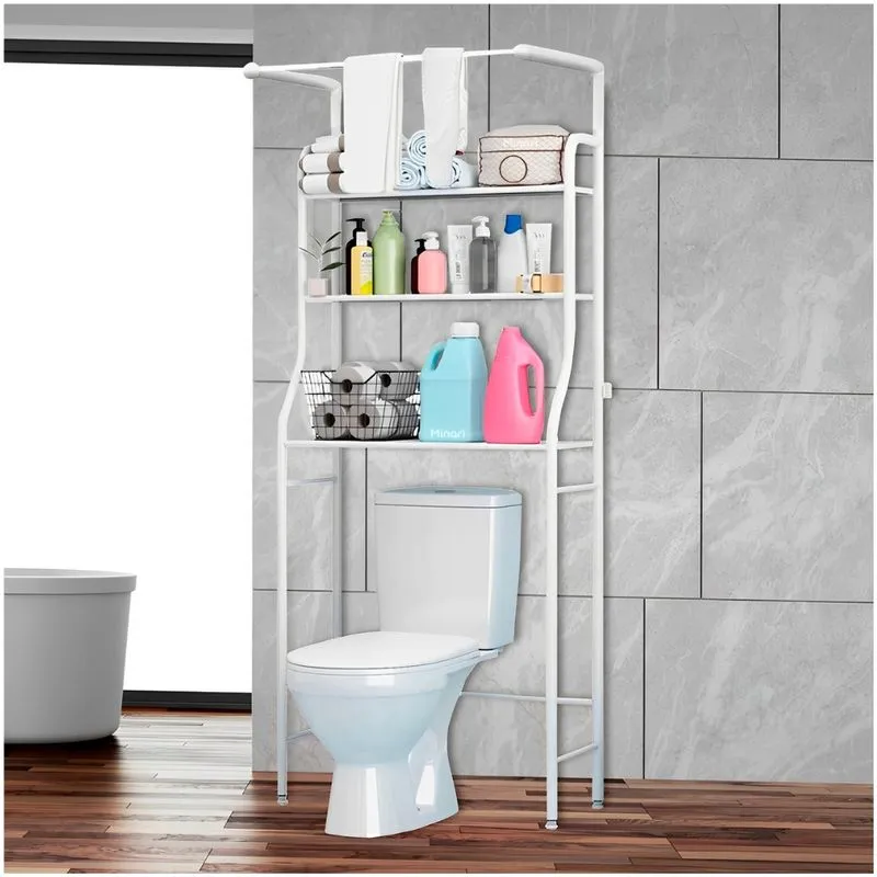 Estante de Baño con Porta Toallas - Organizador Multiusos, Diseño Moderno en Blanco